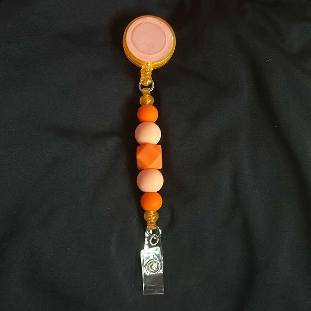 Handmade orange lanyard keychain